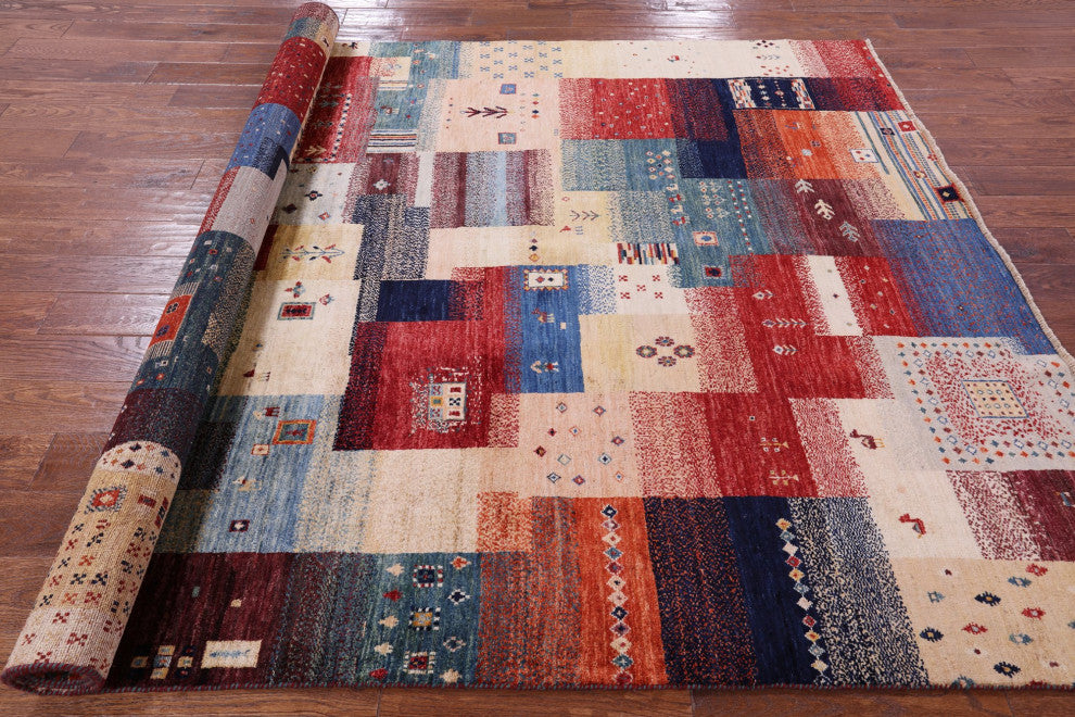 6' 7" X 9' 6" Tribal Persian Gabbeh Handmade Rug Q9614