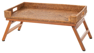 La Jolla Rattan Breakfast Tray with Foldable Legs, Honey Brown