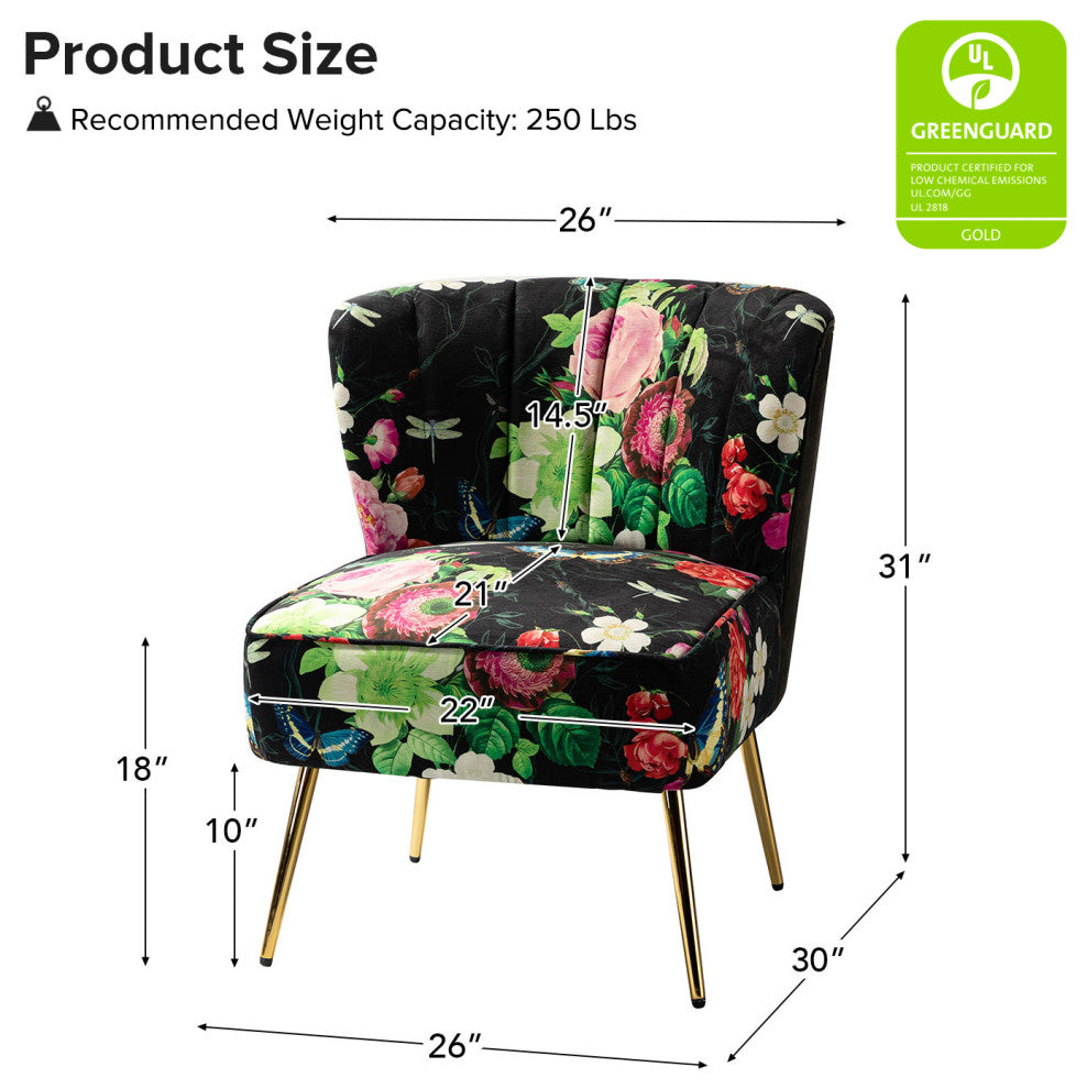 Accent Side Chair With Tufted Back, Black