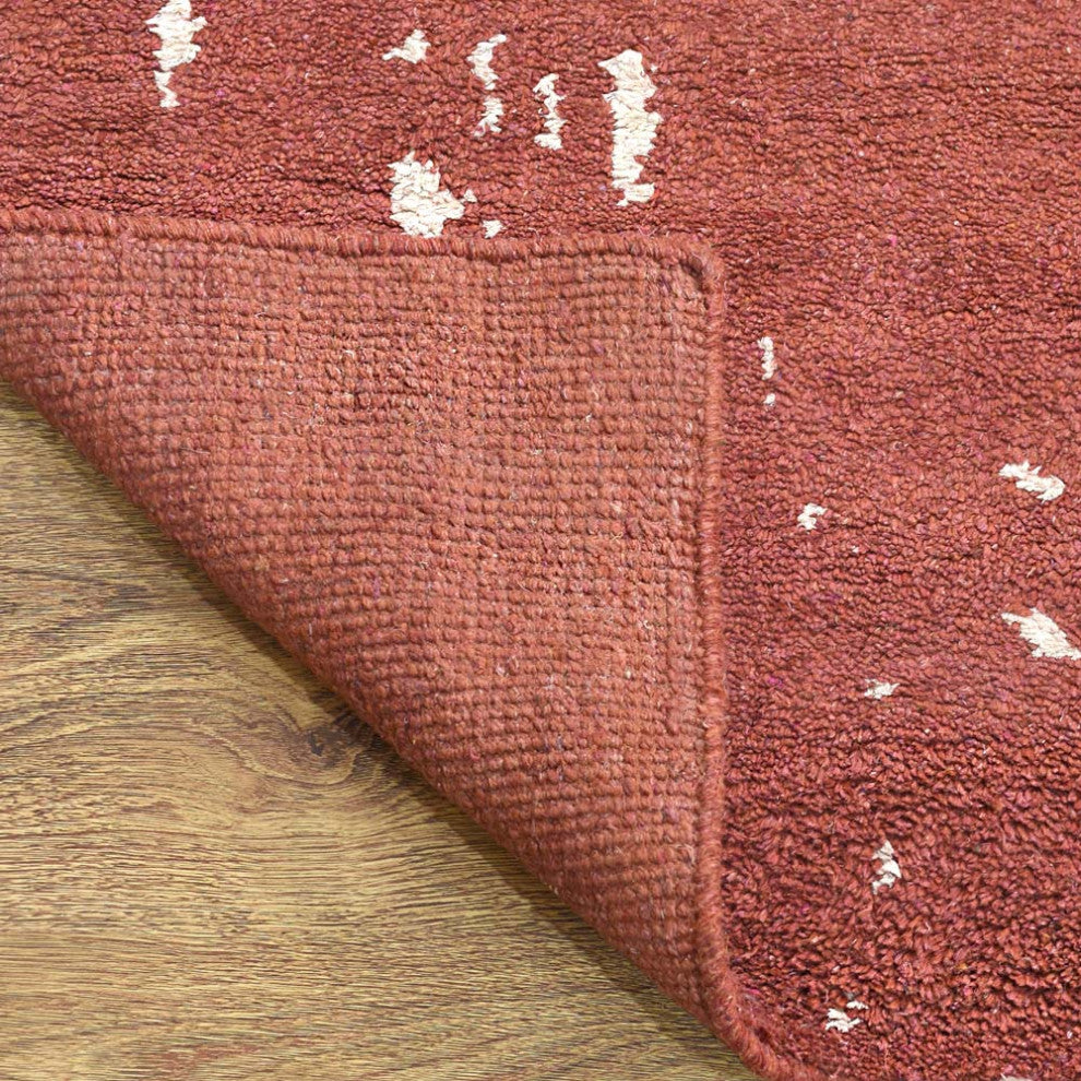 Hand Knotted Silk Area Rug Geometric Red White