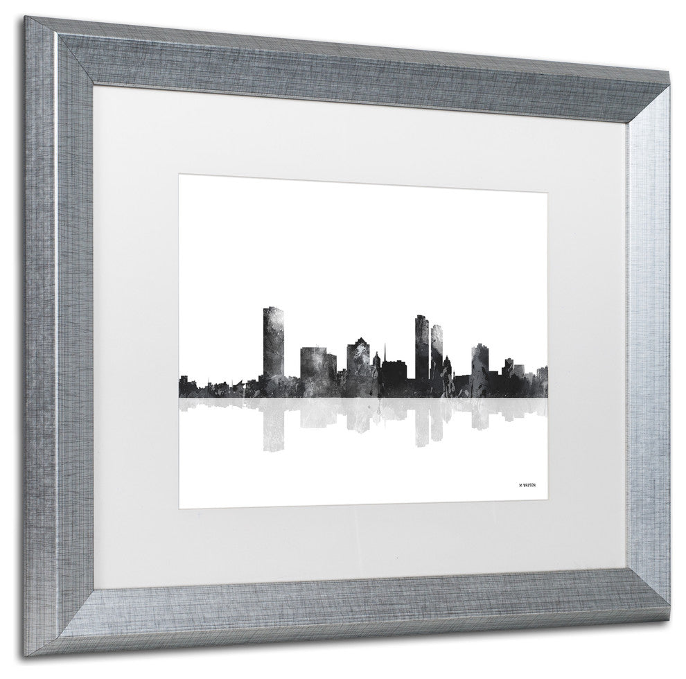 Watson 'Milwaukee Wisconsin Skyline' Art, Silver Frame, 16"x20", White Matte