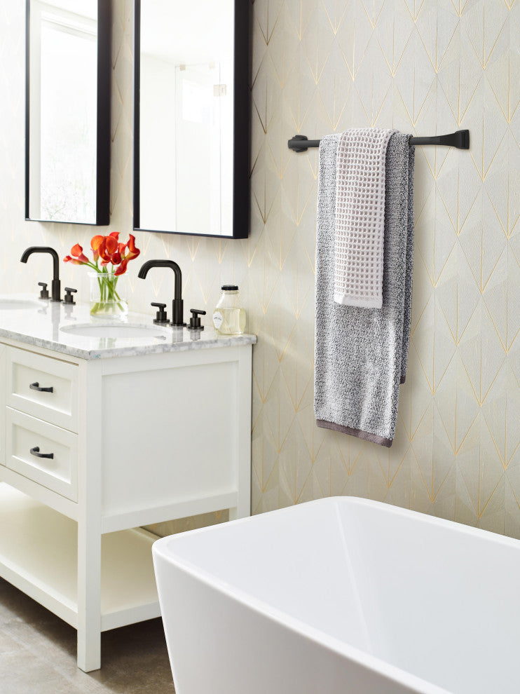 Amerock Revitalize Traditional Towel Bar, Matte Black, 24" Center-to-Center