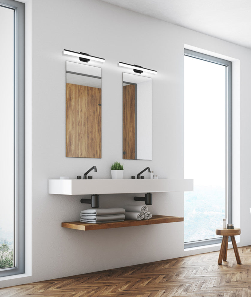 1-Light, 10W LED Bath/Vanity Light, Matte Black/Satin Acrylic Shade