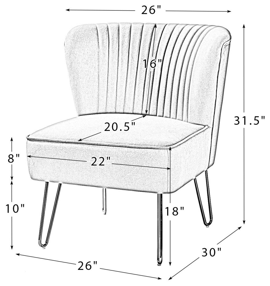 Upholstered Accent Side Chair With Tufted Back Set of 2, Tan