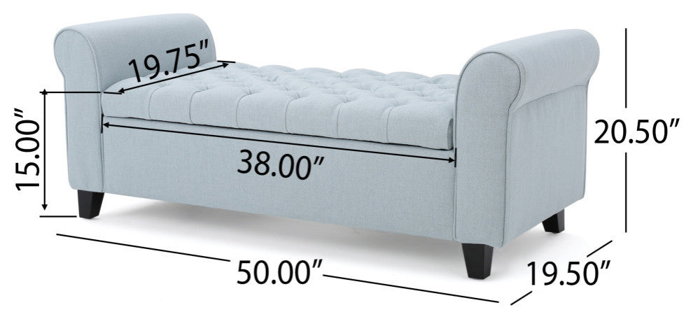 GDF Studio Keiko Contemporary Rolled Arm Fabric Storage Ottoman Bench