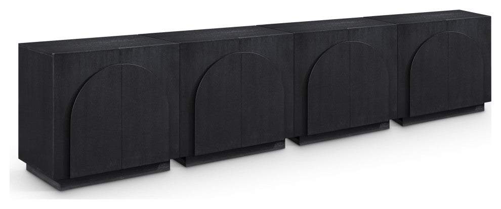 Navona Oak Veneer Sideboards / Buffet, Black, 4pc