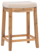 Linon Claridge 26" Counter Stool Natural Padded Seat Wood Frame in Rustic Brown