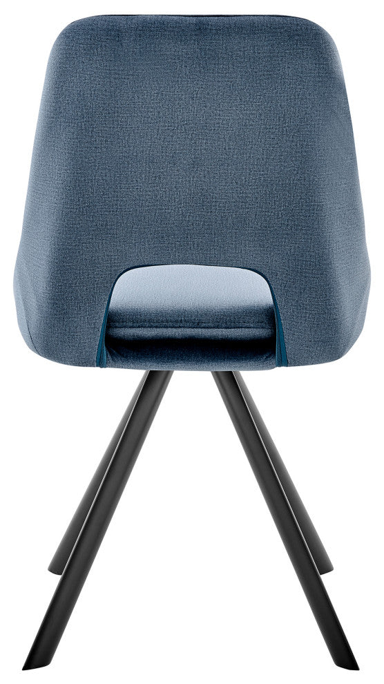 Lexi Dining Room Accent Chair in Blue Velvet and Black Finish - Set of 2