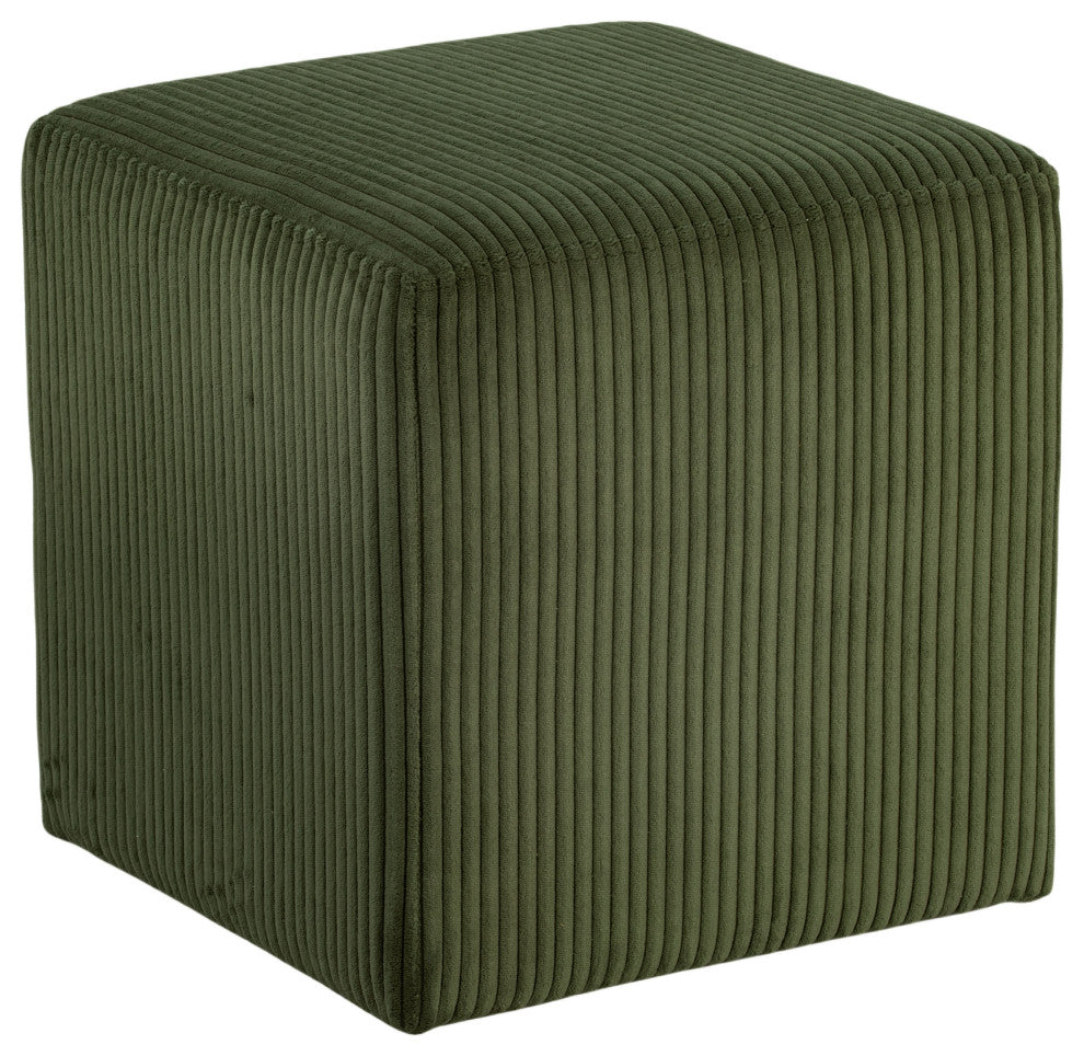 Roy Microsuede Fabric Upholsetered Ottoman/Stool, Green, Square
