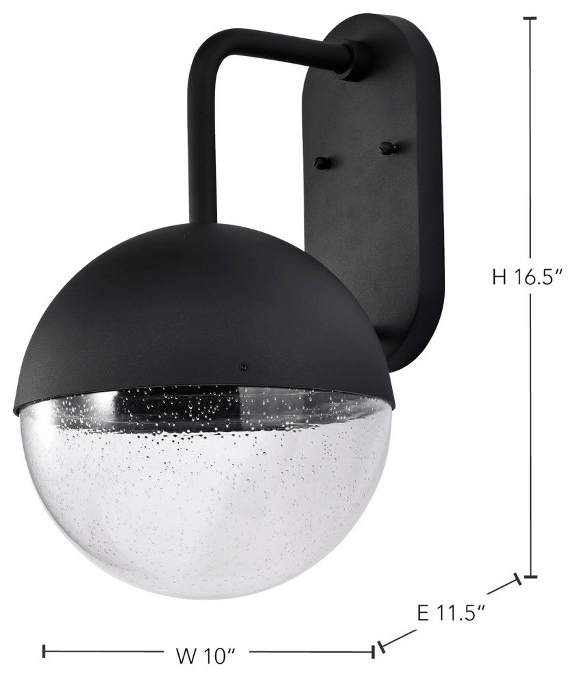 Atmosphere 10W LED Large Wall Lantern, Matte Black/Clear Seeded