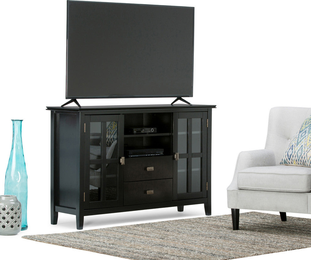 Artisan SOLID WOOD Tall TV Media Stand in Black For TVs up to 60 inches