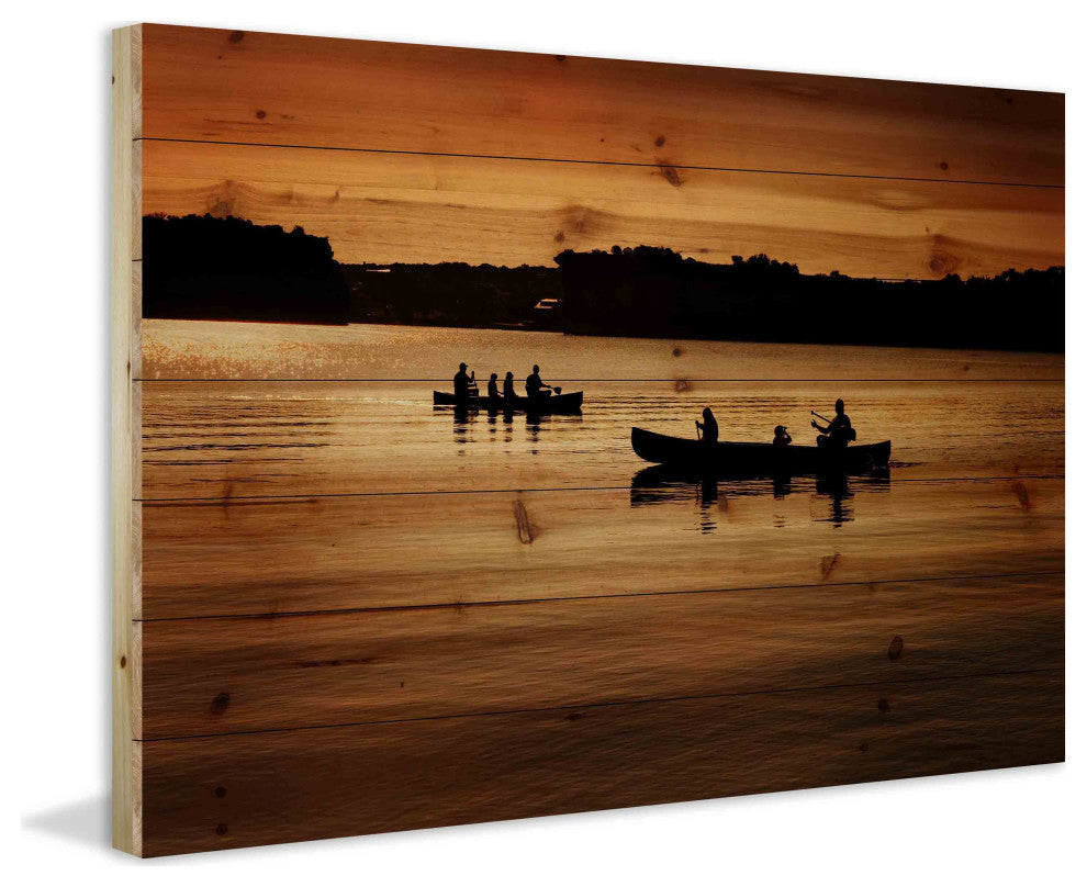 "Canoeing" UV Ink Print on Natural Pine Wood, 60"x40"