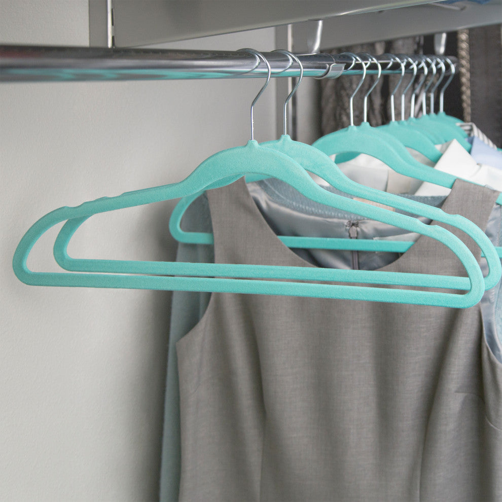 Suit Hangers, Tiffany Blue, Soft Grip Anti Slip, Set of 35
