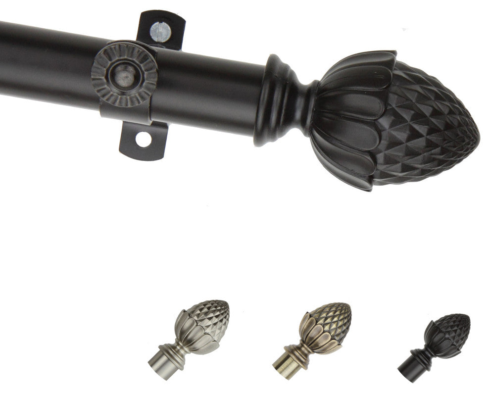 Opal 13/16" Diameter Curtain Rod, Black, 18-28"