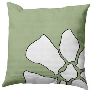 Petal Lines Decorative Throw Pillow, Green, 20x20"