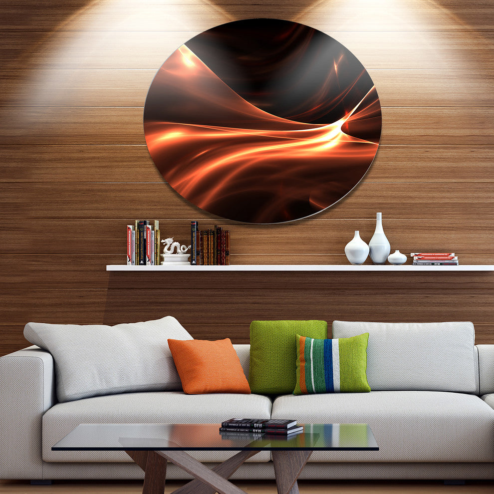 Brown Abstract Warm Fractal Design, Abstract Round Wall Art, 36"