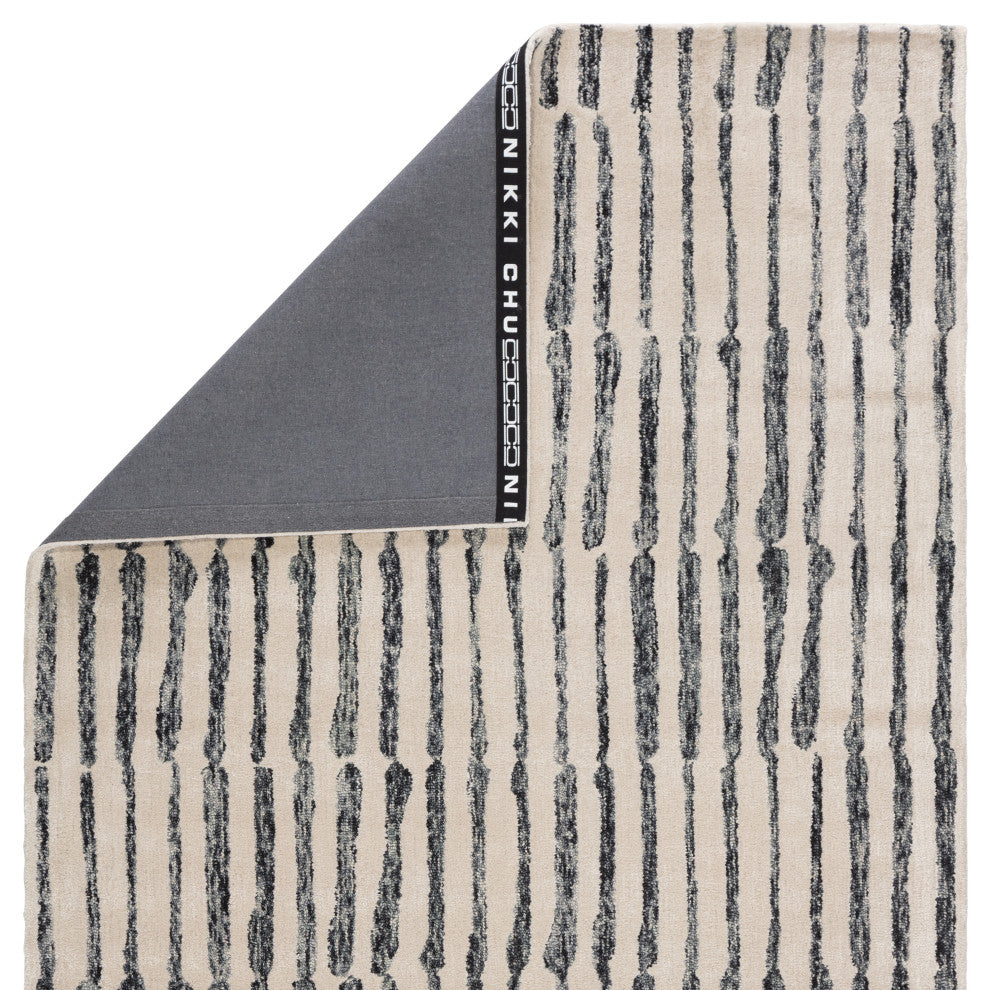 Nikki Chu by Jaipur Living Saville Handmade Abstract White/Black Area Rug, 8'x10'