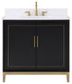 Gracie Bathroom Vanity, Midnight Black With White Quartz, 36"