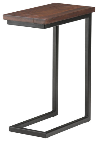 Skyler C Side Table With Marble Top, Dark Cognac Brown