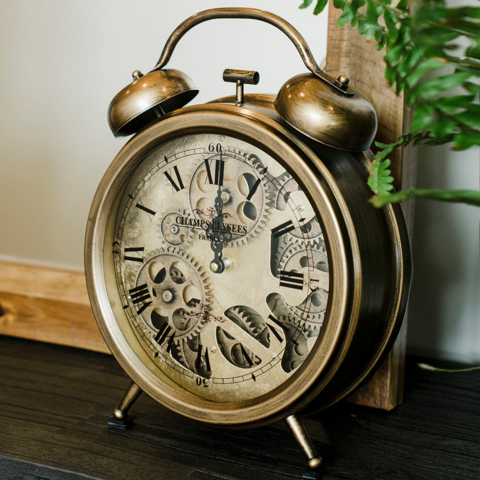 Brass Gears Table Top Clock