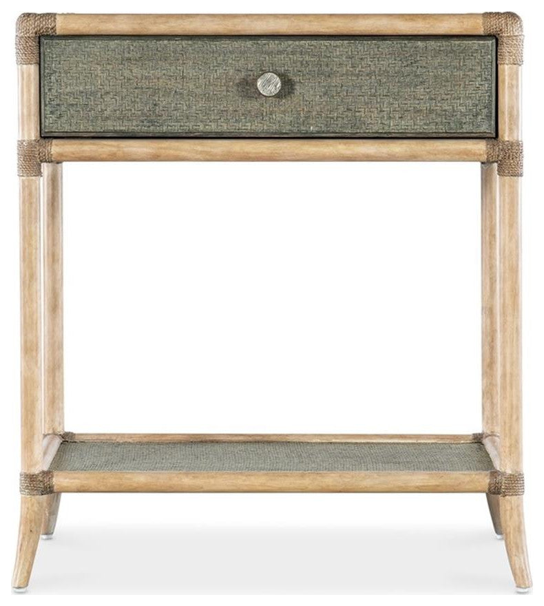Retreat Wood Pole Rattan Bedside Table in Beige by Hooker Furniture