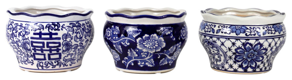 ClayBarn Blue and White Terrace Garden Planter Set