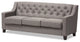 Arcadia Modern Gray Fabric Upholstered Button-Tufted Living Room 3-Seater Sofa