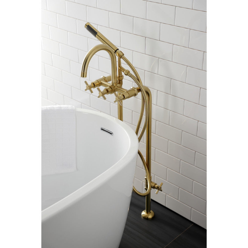 CCK8107DX Freestanding Tub Faucet With Supply Line, Stop Valve, Brushed Brass