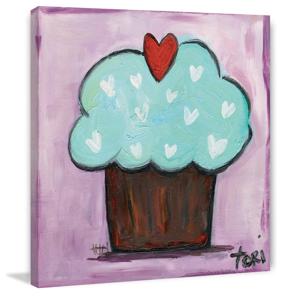"Purple Heart Cupcake" Painting Print on Canvas by Tori Campisi