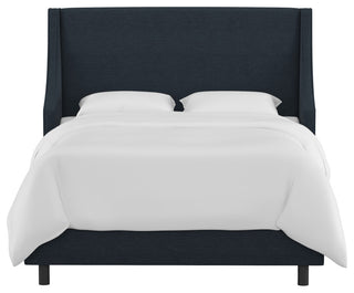 Wingback Bed, Linen Navy, King