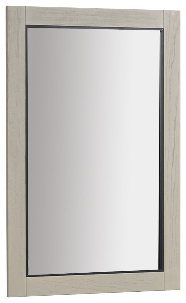 24"x36" Light Oak Mirror With Matte Black Metal Trim