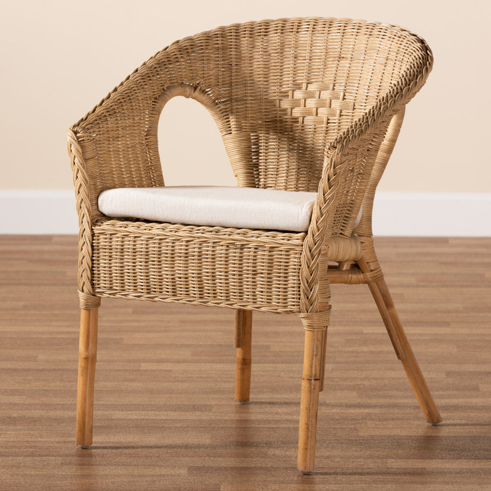 Abbey Modern Bohemian Natural Brown Antique Rattan Dining Chair