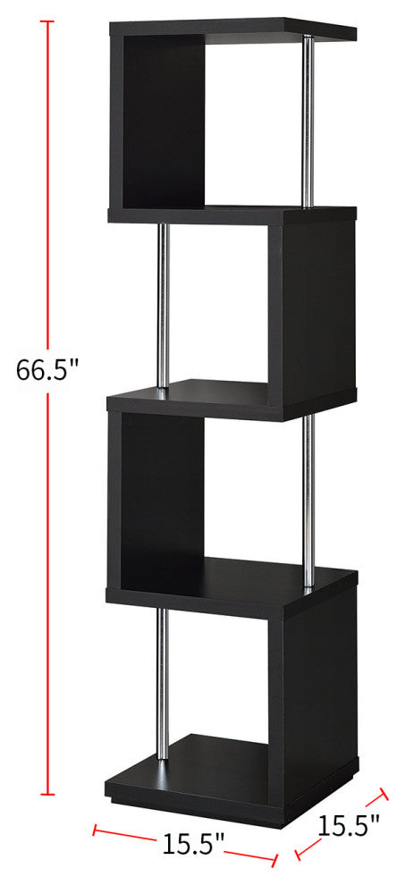 Rectangular 4-Shelf Bookcase, Black