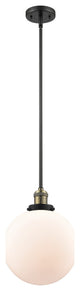X-Large Beacon 1-Light Mini Pendant, Black Antique Brass, Matte White