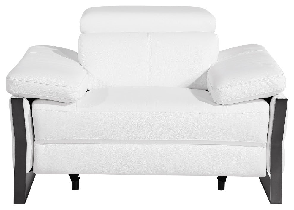 Antonio Italian Leather Power Reclining Arm Chair, White