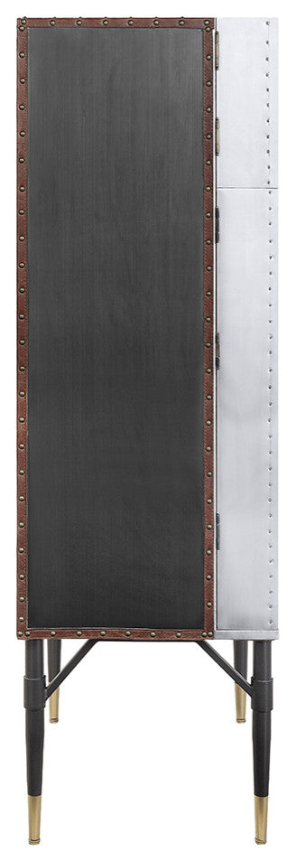 Yoela Wine Cabinet, Leather, Aluminum