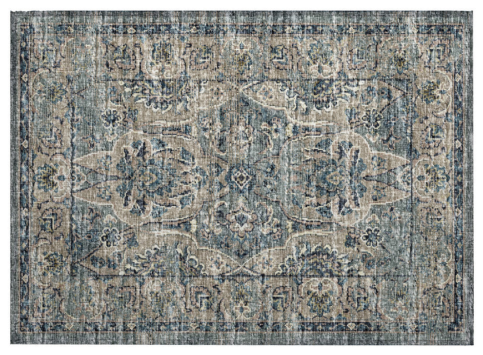 Indoor/Outdoor Marbella MB5 Mineral Blue Machine Washable 1'8" x 2'6" Rug