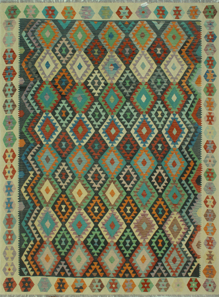 Sangat Kilim Noah Ivory/Charcoal Rug, 8'4x11'2