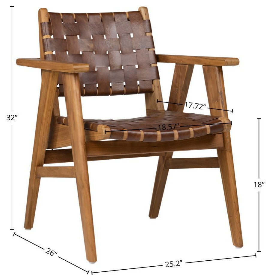 Seena Teak Upholstered Dining Chair, Brown