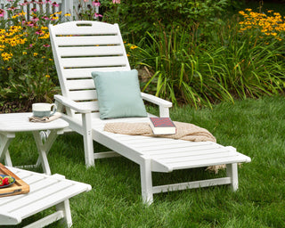 Polywood Nautical Chaise With Wheels, Teak