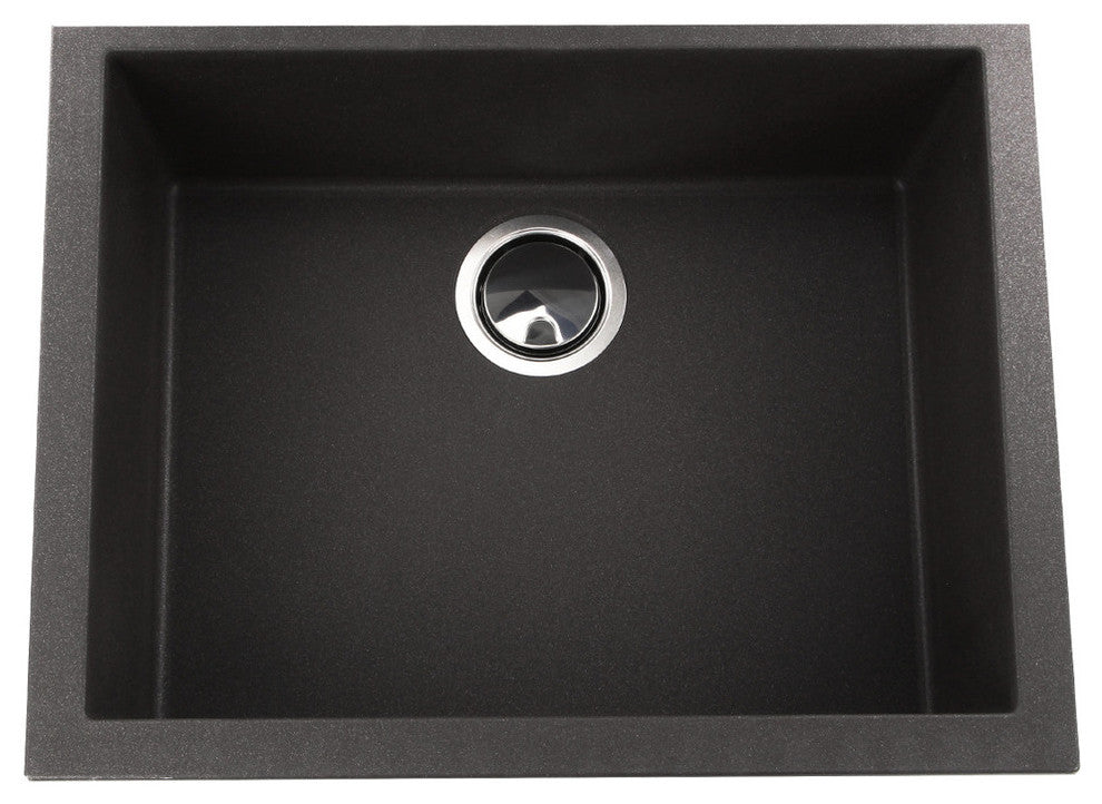 Nantucket Sinks Small Single Bowl Undermount Granite Composite, Black