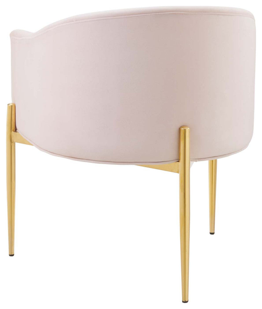 Tufted Accent Chair, Velvet, Metal, Pink, Modern, Living Lounge Hospitality