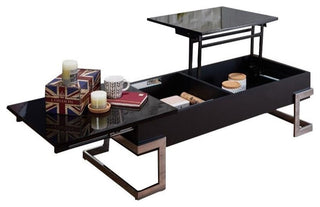 Bowery Hill Lift Top Coffee Table in Black and Chrome