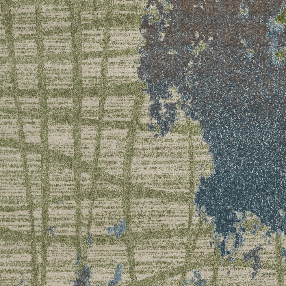 HomeRoots 8'x11' Green Blue Machine Woven Abstract Indoor Area Rug