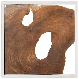 Framed Slice Wall Tile, Teak Wood, White Frame