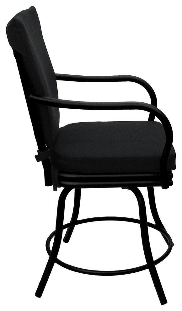 Outdoor/Indoor Patio Swivel Dining Chair Ofir with Arms, Black - Black