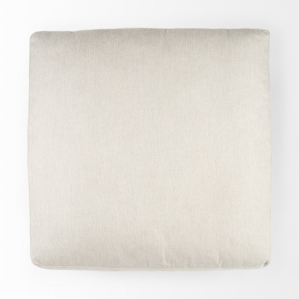 39" Beige Polyester And Brown Cocktail Ottoman