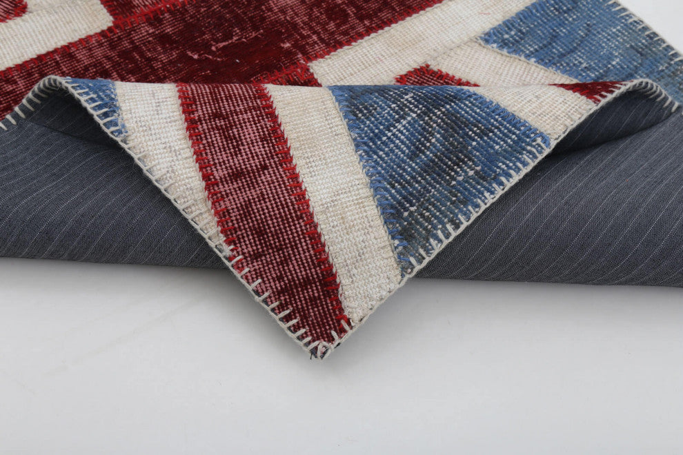 Rug N Carpet - Hand-knotted Turkish 2' 10'' x 5' 0'' Flag Patchwork Rug