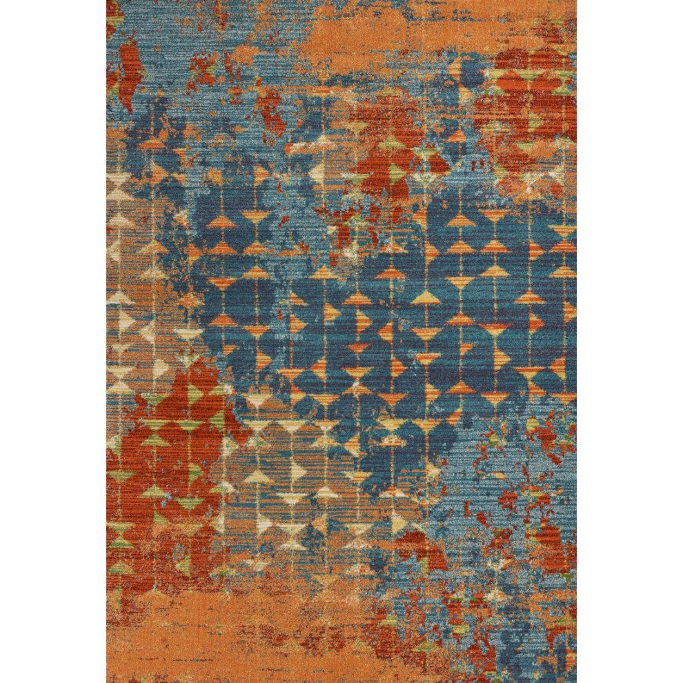 KAS Illusions 6208 Blue/Coral Elements Area Rug, 6'7"x9'6"
