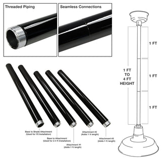 8" Dahlia LED Pendant Light, Black, Galvanized Silver Downrod